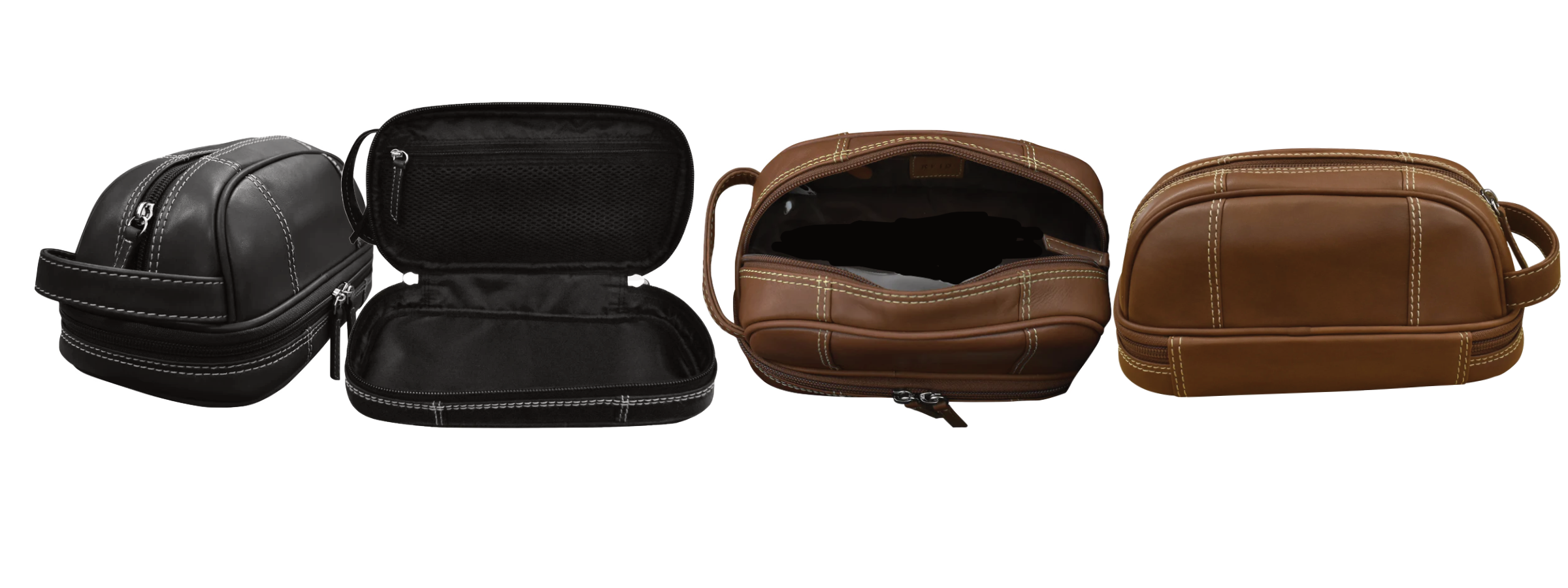 Leather Toiletry Case with a zip-around bottom compartment
