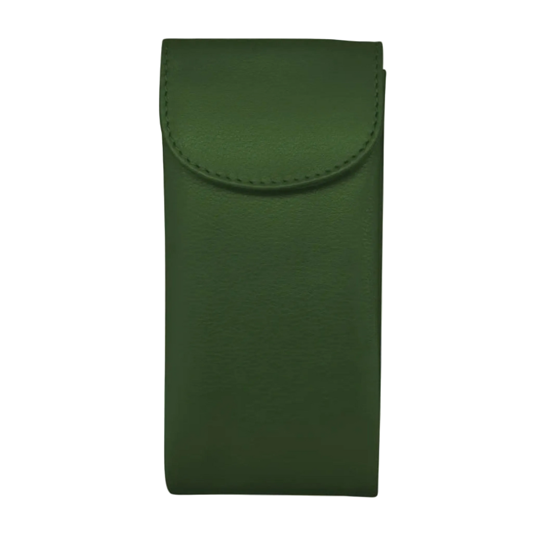 Hunter green leather double eyeglass case