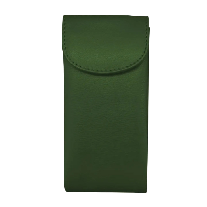 Hunter green leather double eyeglass case