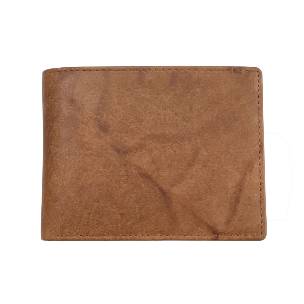 Personalized Leather Bifold Wallet with Flip-Up ID Window and RFID