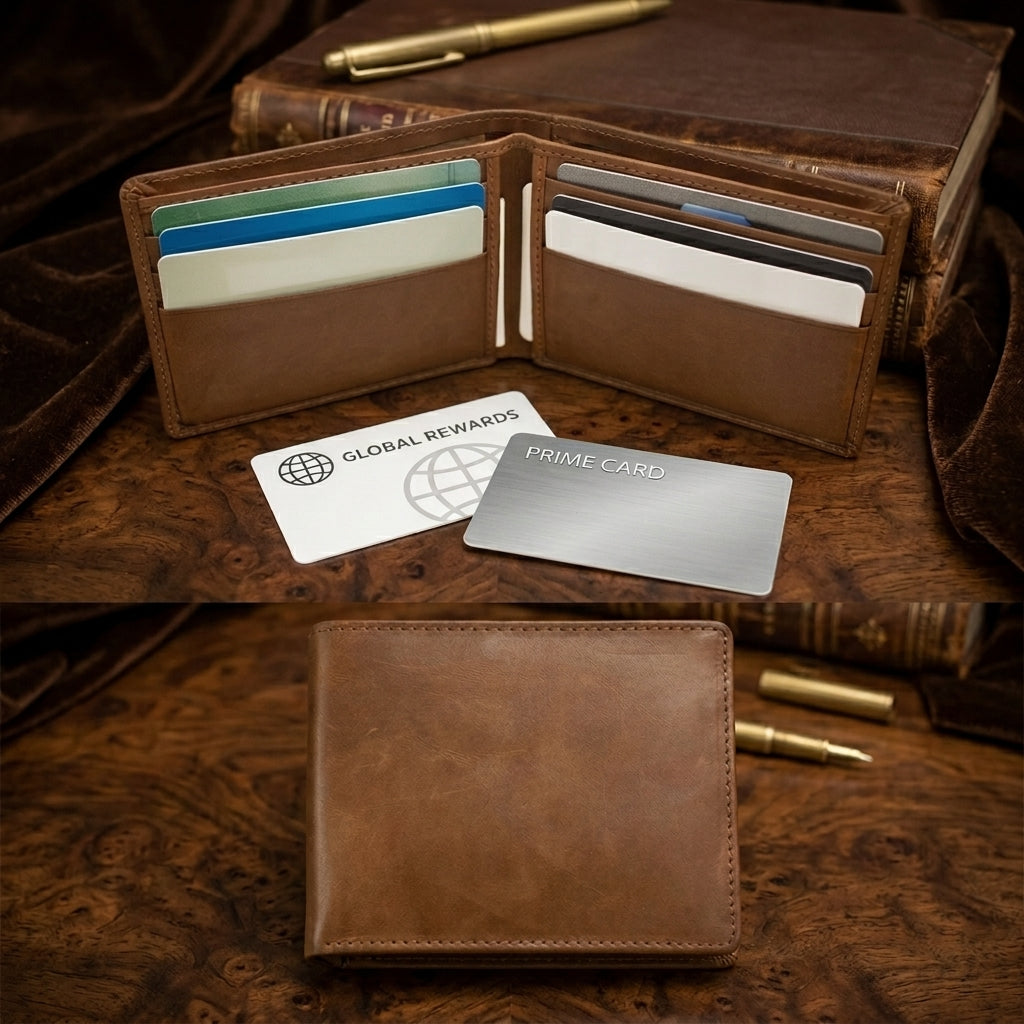 Personalized Slim Leather Bifold Wallet with RFID