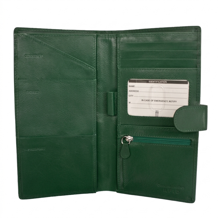 Personalized Leather Travel Wallet with RFID Protection
