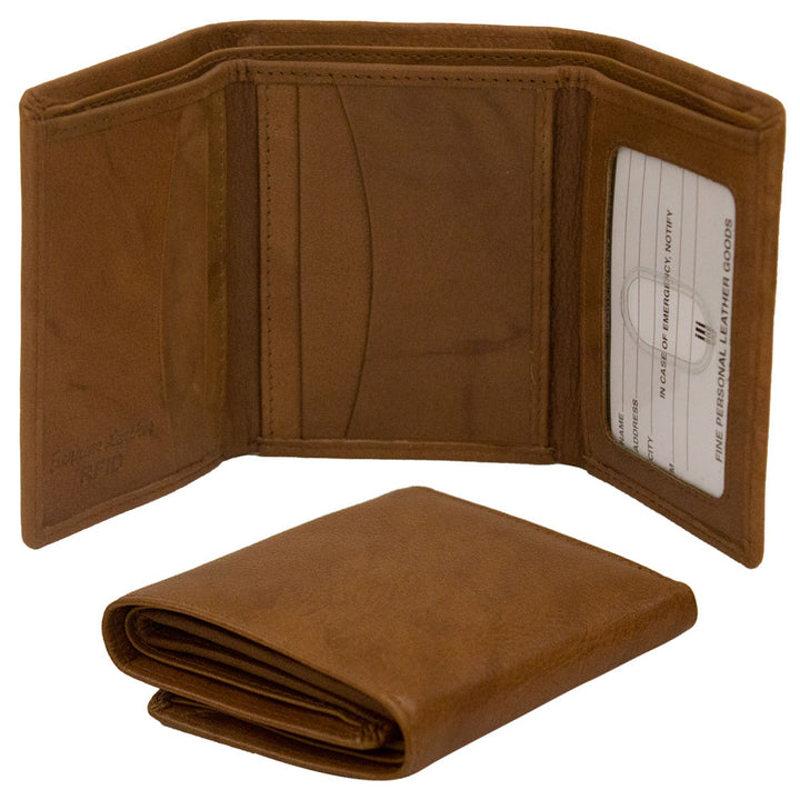 Tri-Fold Leather Wallet with Interior I.D. window