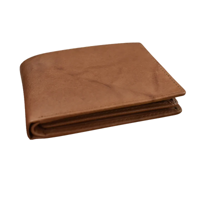 Bifold Leather Wallet-Slip Pockets, Flip ID card Window