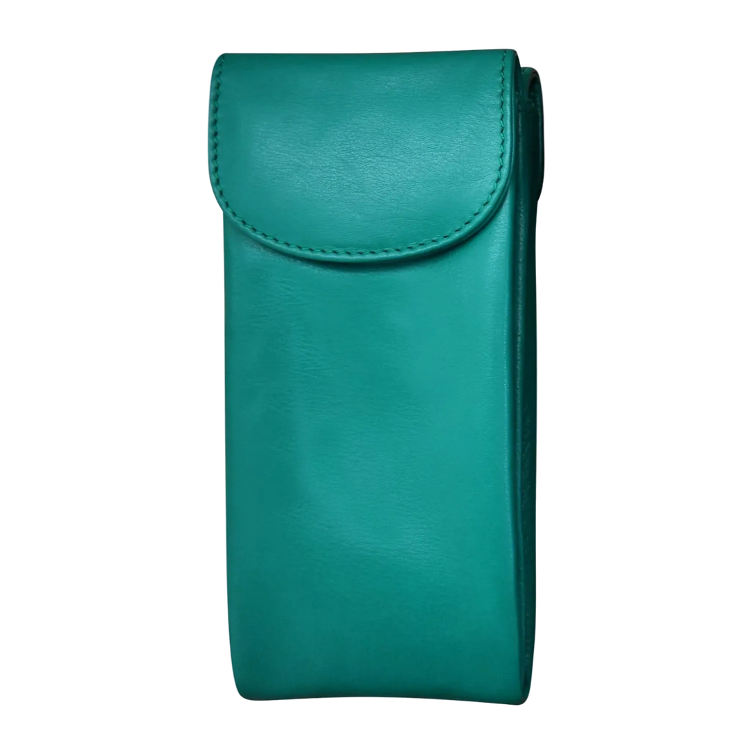 Aqua leather double eyeglass case