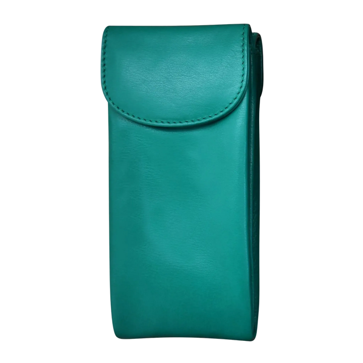 Aqua leather double eyeglass case
