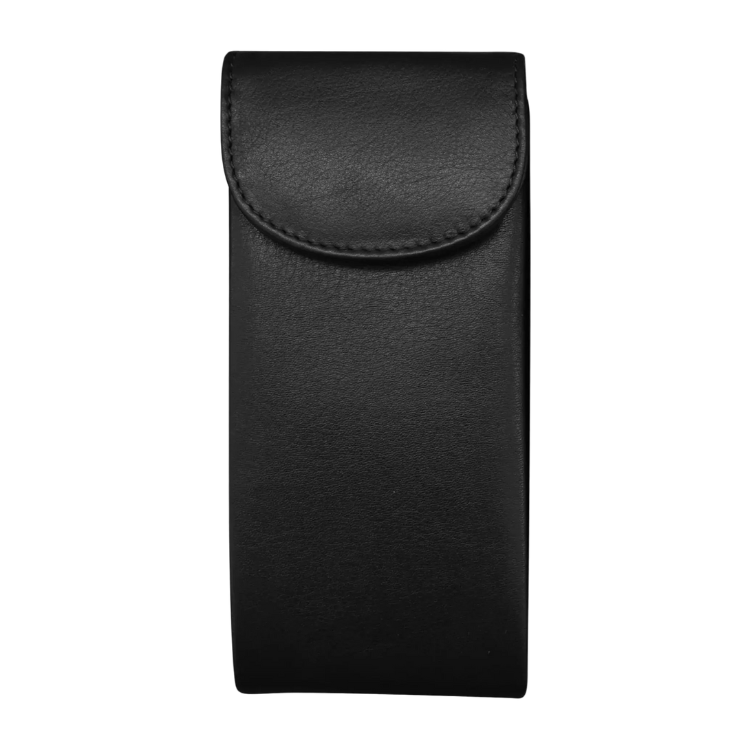Black leather double eyeglass case