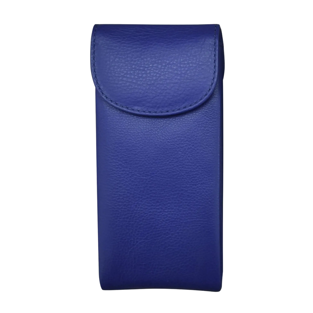 Cobalt blue leather double eyeglass case