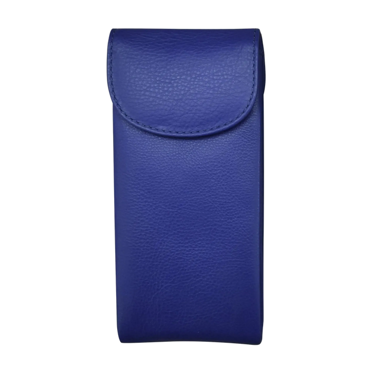 Cobalt blue leather double eyeglass case