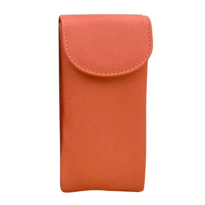 Coral leather double eyeglass case