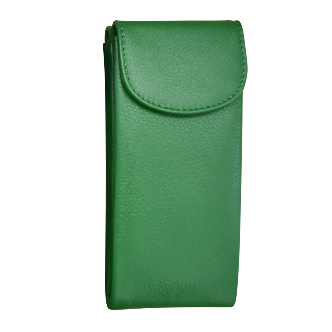 Emerald green leather double eyeglass case