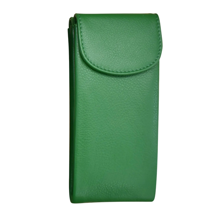 Emerald green leather double eyeglass case