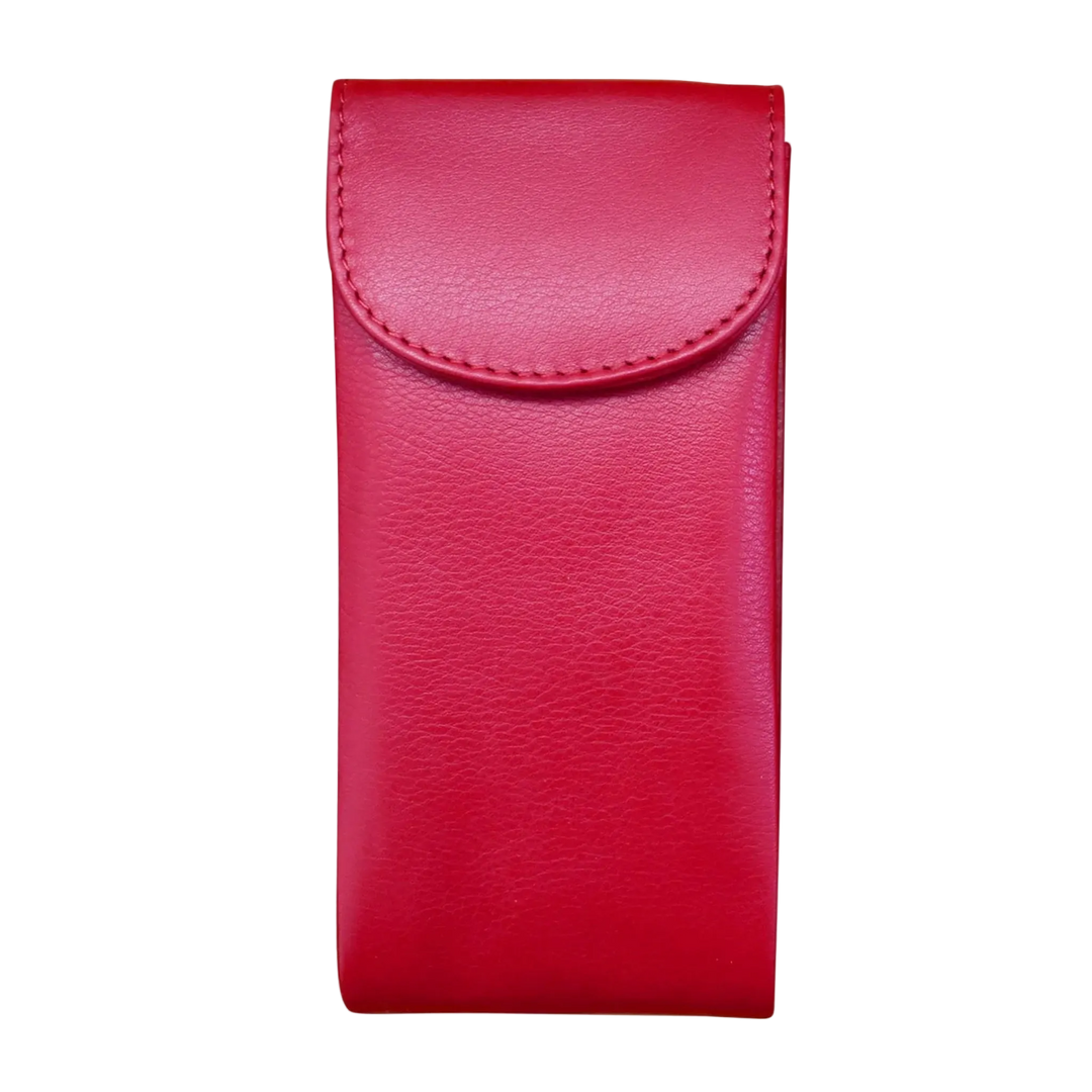 Indian pink leather double eyeglass case