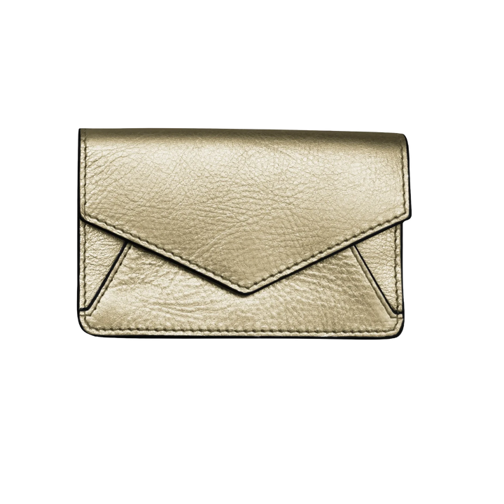 Light gold leather business card holder