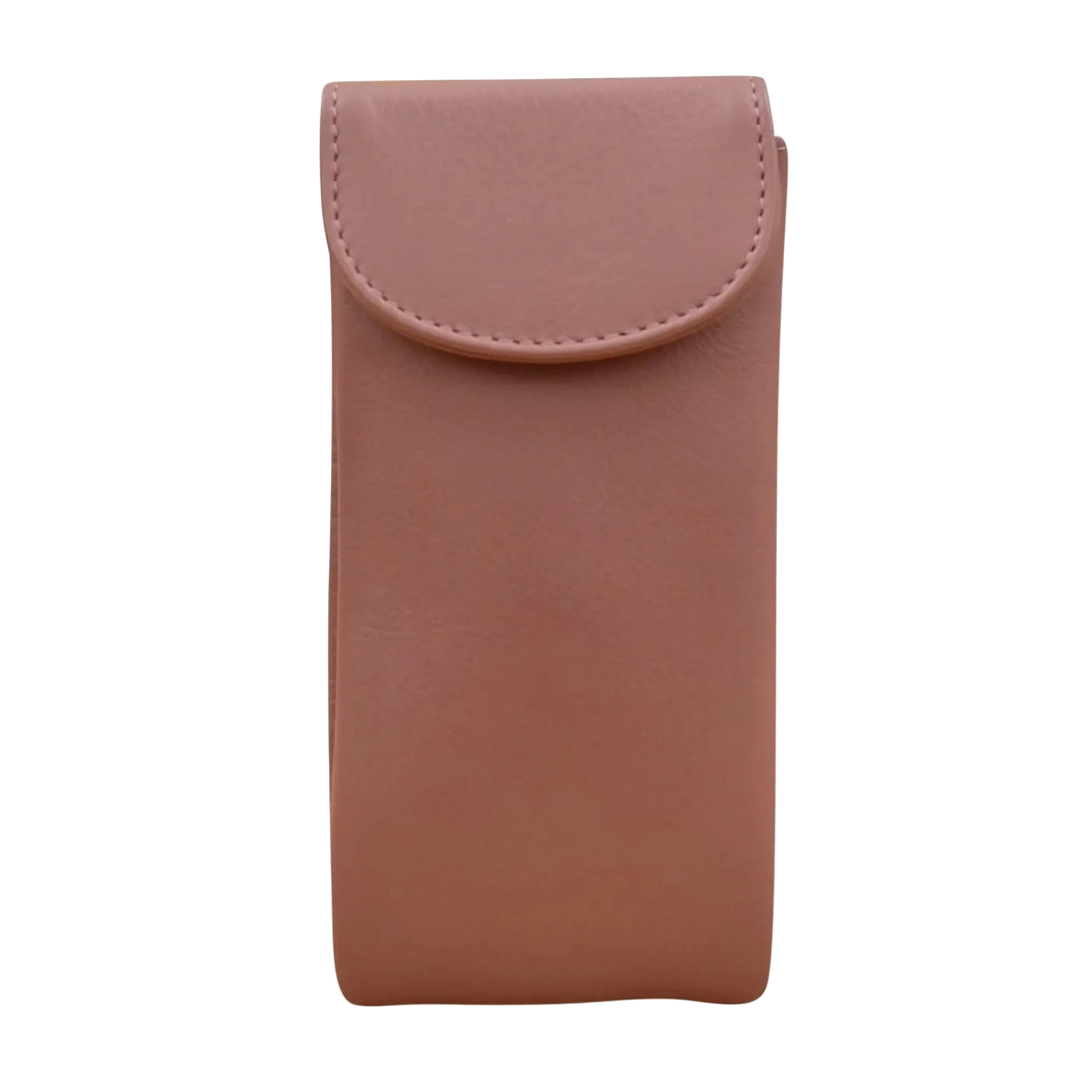 Mauve leather double eyeglass case
