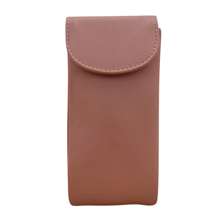 Mauve leather double eyeglass case