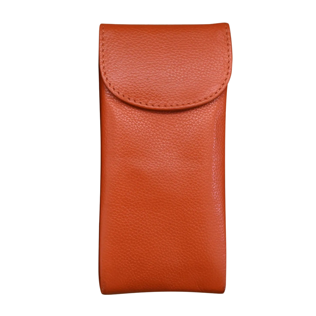 Orange leather double eyeglass case
