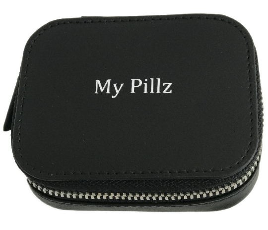 Leather Pill Box with pill compartment
