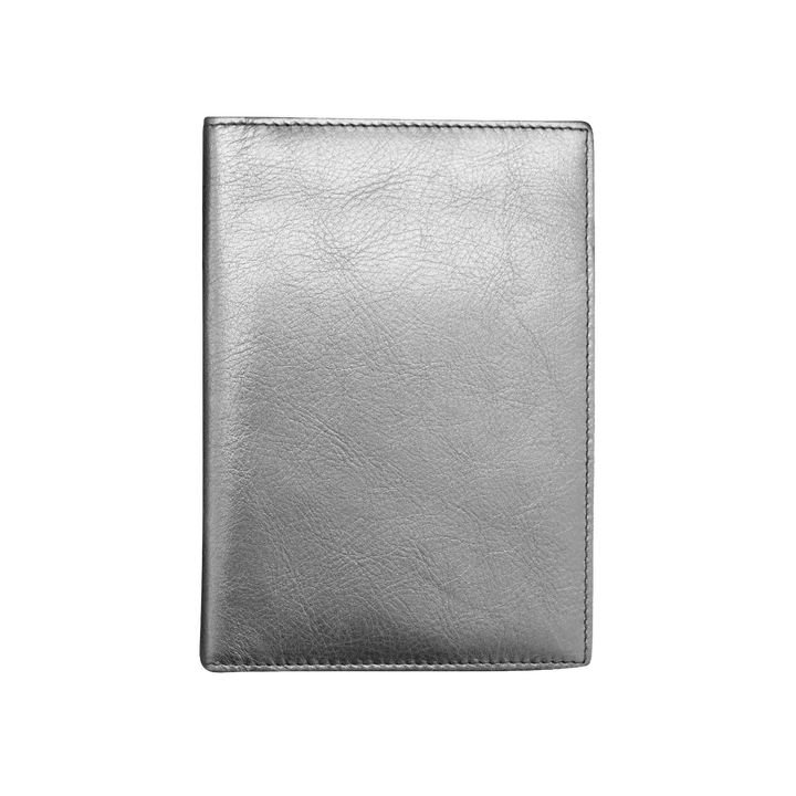 Silver passport cover, closed