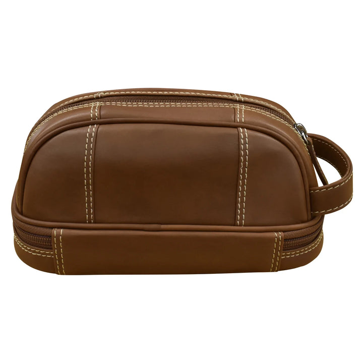 Leather Toiletry Case with zip around bottom compartment
