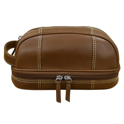 Leather Toiletry Case with zip around bottom compartment
